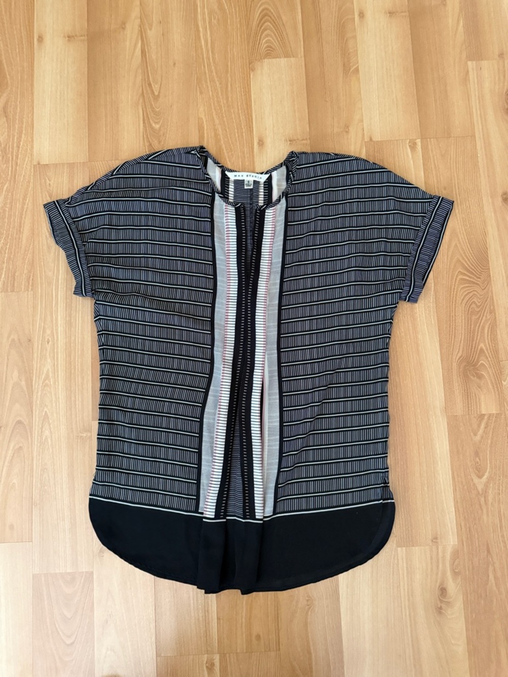Striped Short-Sleeve Women’s Top in Black and White